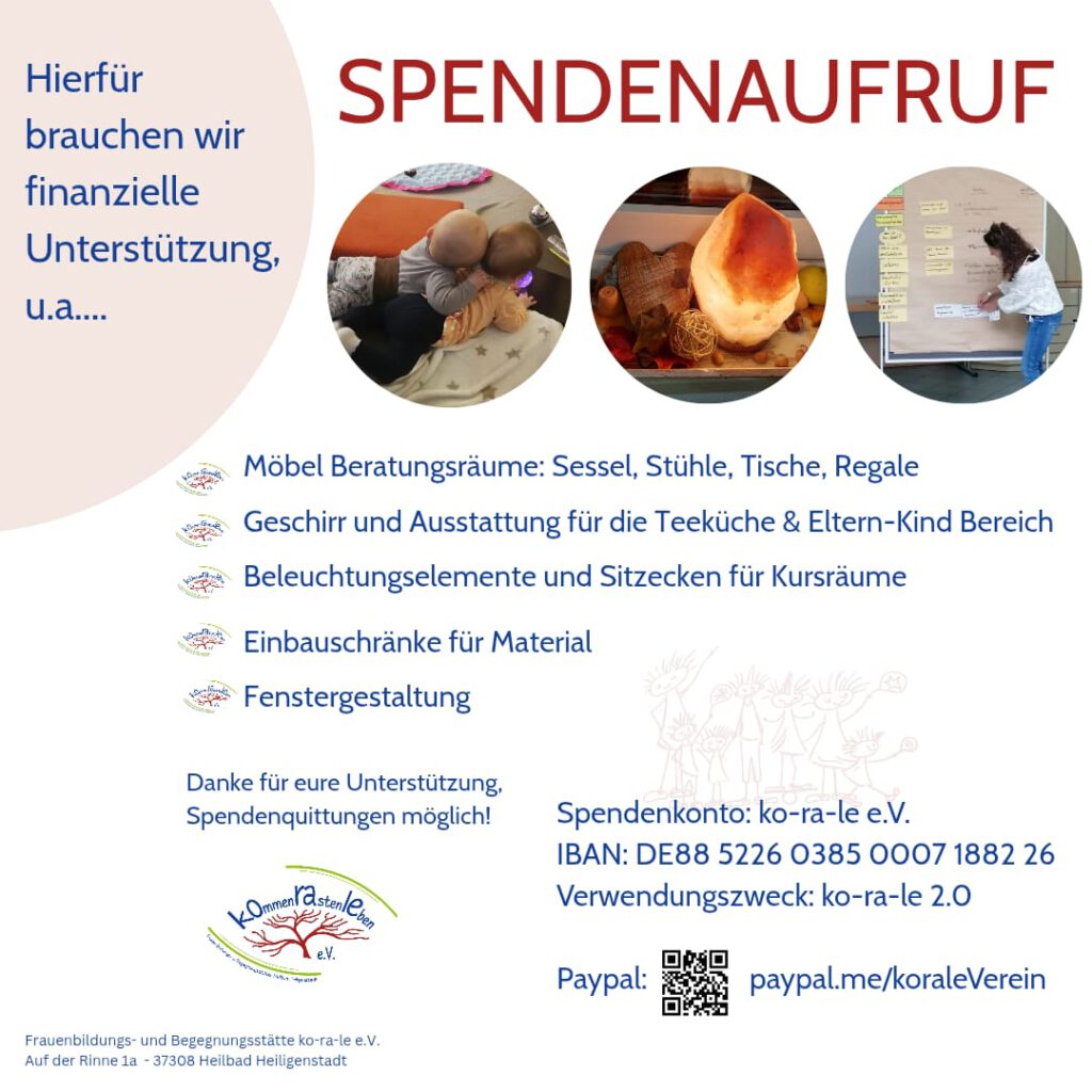 Spendenaufruf mit Text und Paypal Link